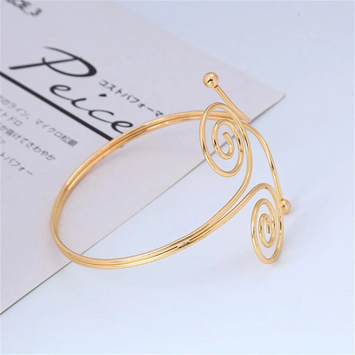 18K Gold-Plated Double Swirl Open Arm Cuff