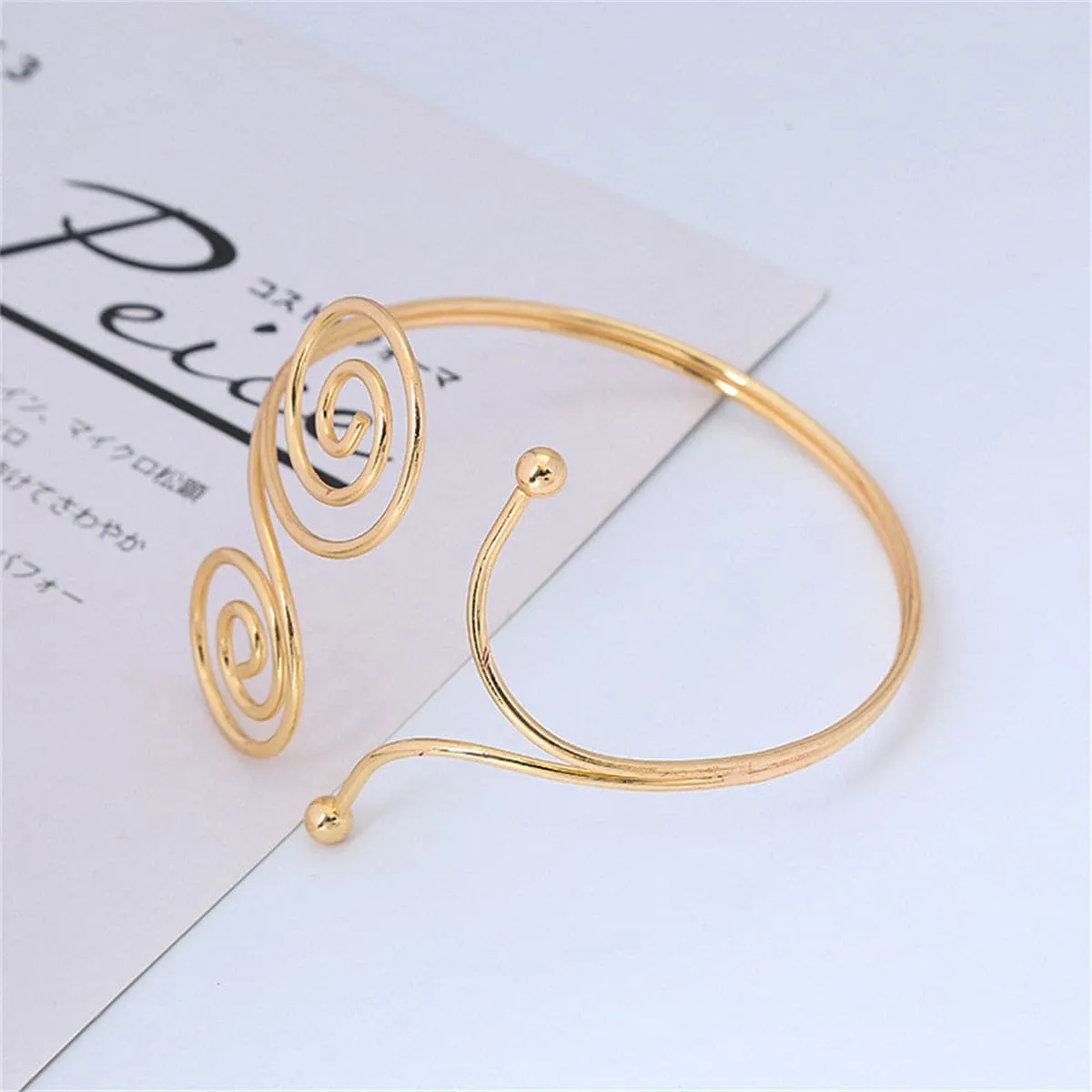 18K Gold-Plated Double Swirl Open Arm Cuff