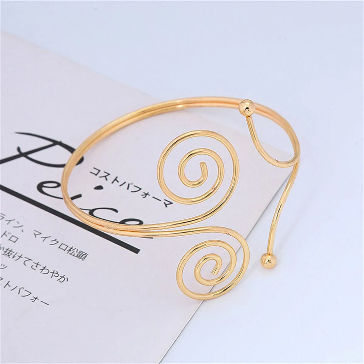 18K Gold-Plated Double Swirl Open Arm Cuff
