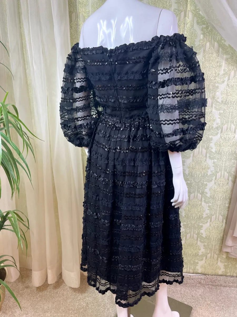 1980's Lillie Rubin Sequined Ribbon Dress