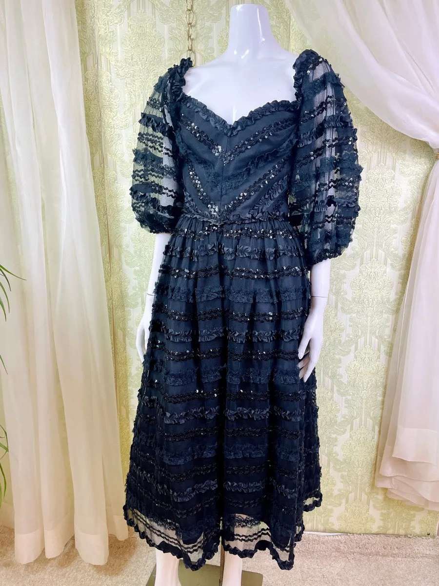 1980's Lillie Rubin Sequined Ribbon Dress