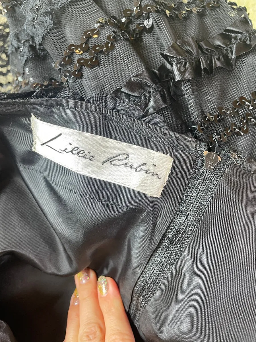 1980's Lillie Rubin Sequined Ribbon Dress