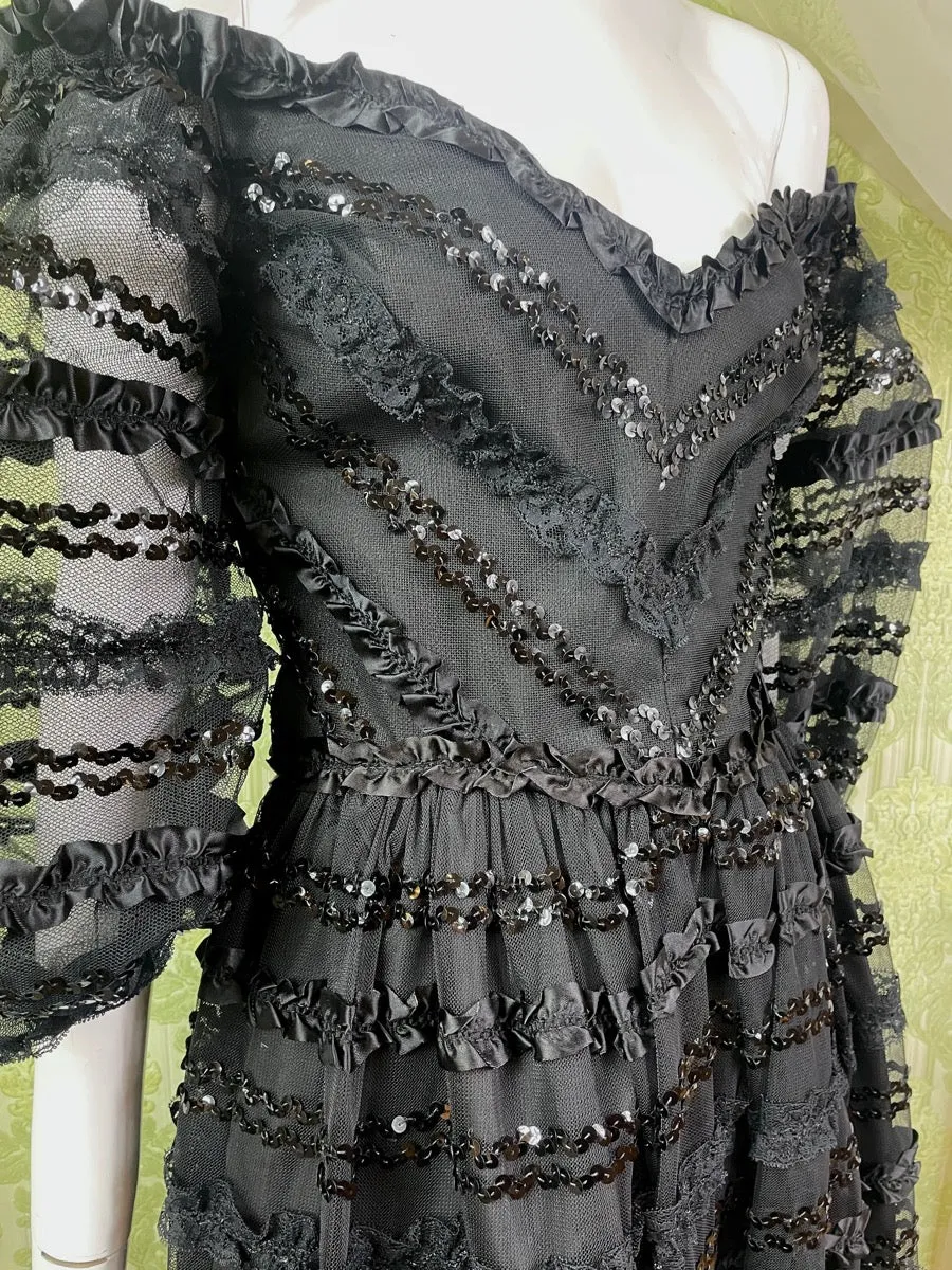 1980's Lillie Rubin Sequined Ribbon Dress