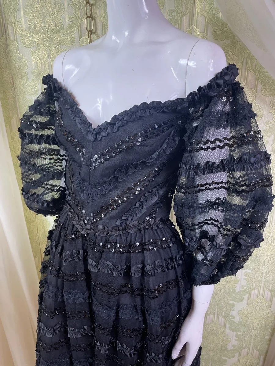 1980's Lillie Rubin Sequined Ribbon Dress