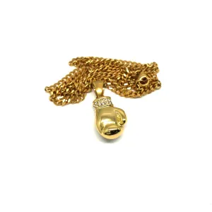 24in 3mm Curb Chain With Boxing Glove Pendant STL_022