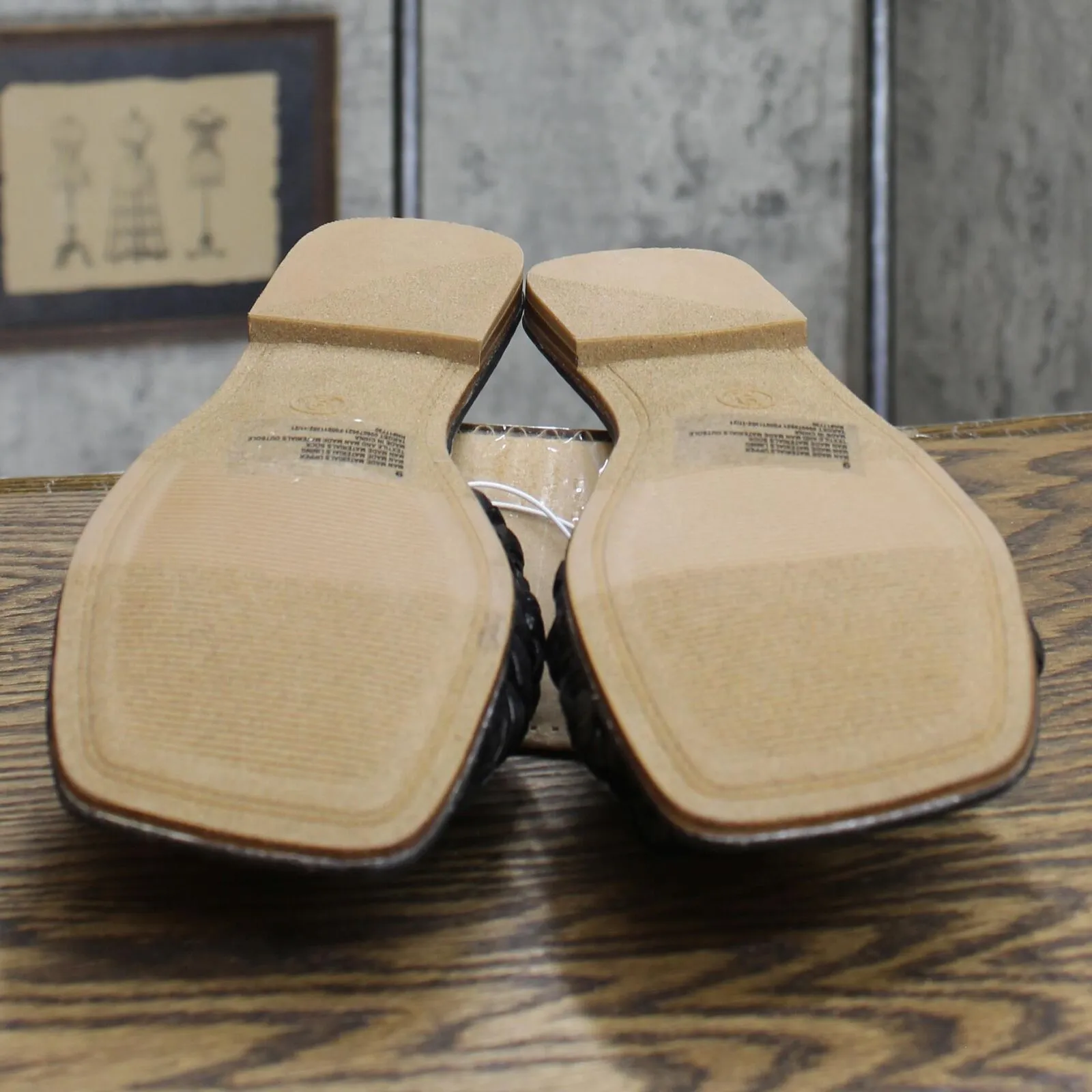 A New Day Womens Nicolette Raffia Slide Sandals Black 9