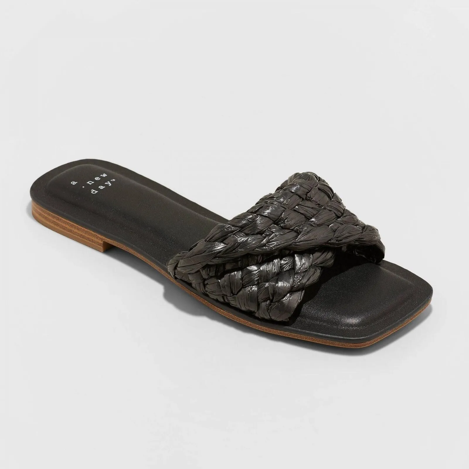 A New Day Womens Nicolette Raffia Slide Sandals Black 9
