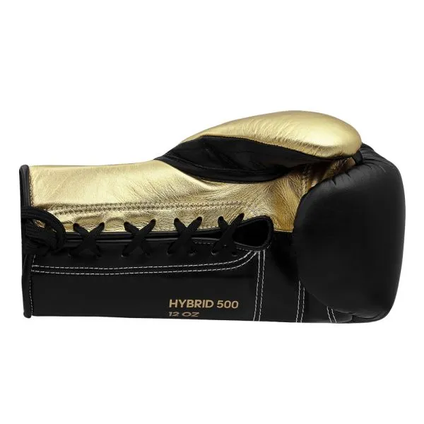 ADIDAS HYBRID 500 BOXING GLOVES - BLACK/GOLD