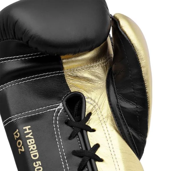 ADIDAS HYBRID 500 BOXING GLOVES - BLACK/GOLD