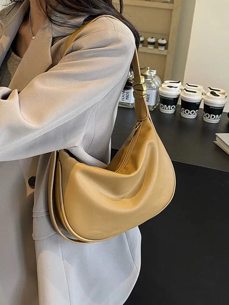 Adjustable Strap Leather Hobo Bag