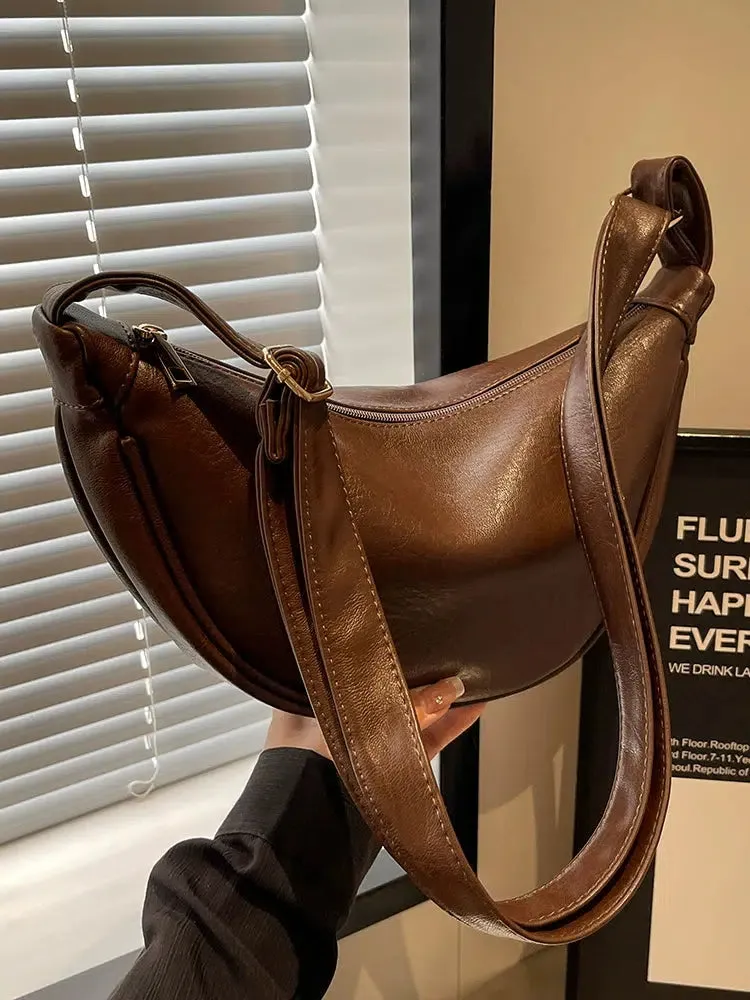 Adjustable Strap Leather Shoulder Bag