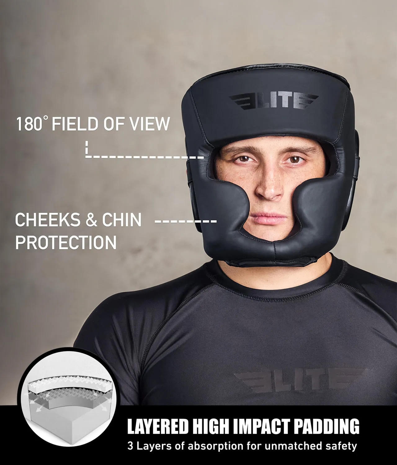 Adults' Essential Black/Black Boxing Headgear