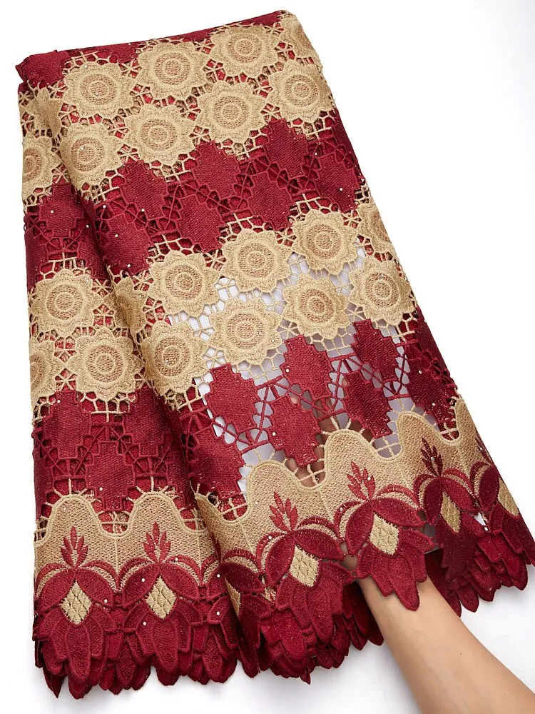 African Guipure Cord Lace Fabric Embroidery French Lace Fabrics Dresses Sewing High Quality 2022 For Women Evening Party A2802