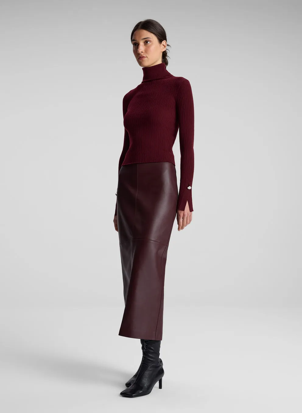 A.L.C - Marta Leather Midi Skirt