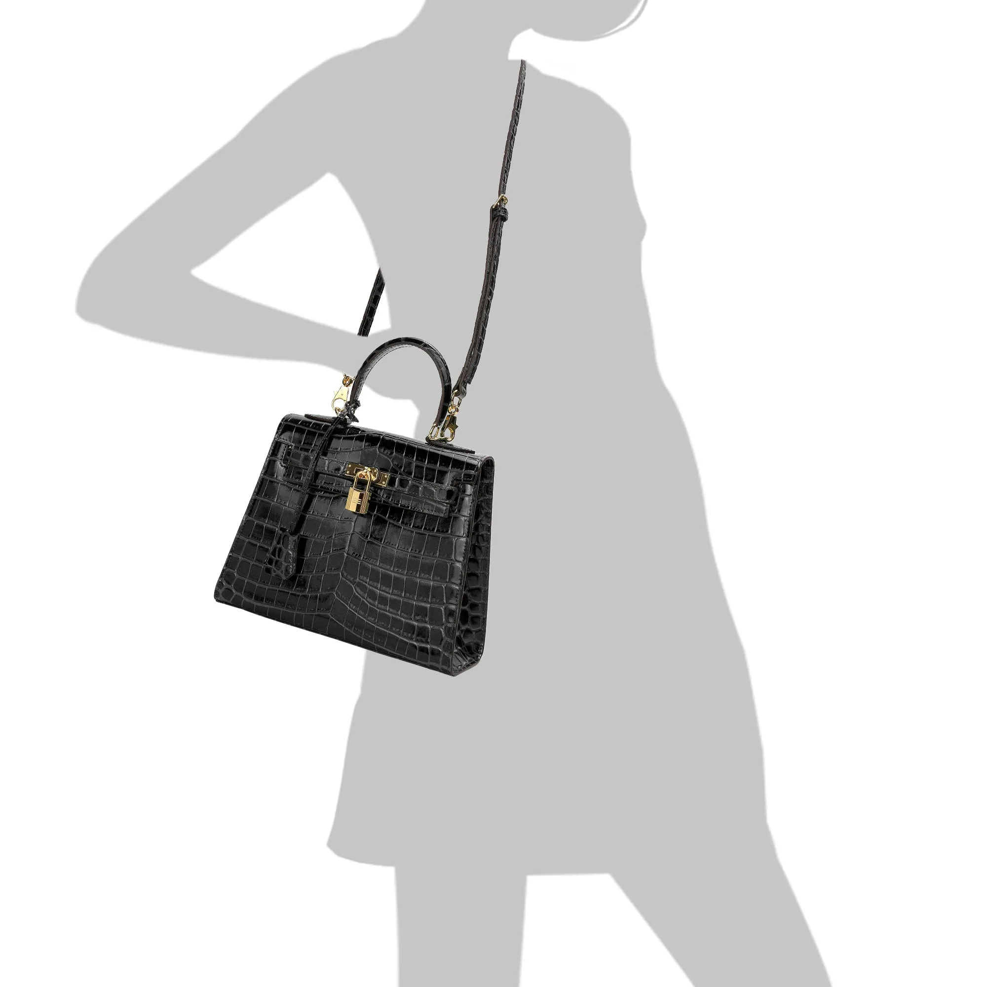 Alligator Embossed Leather Grace Satchel
