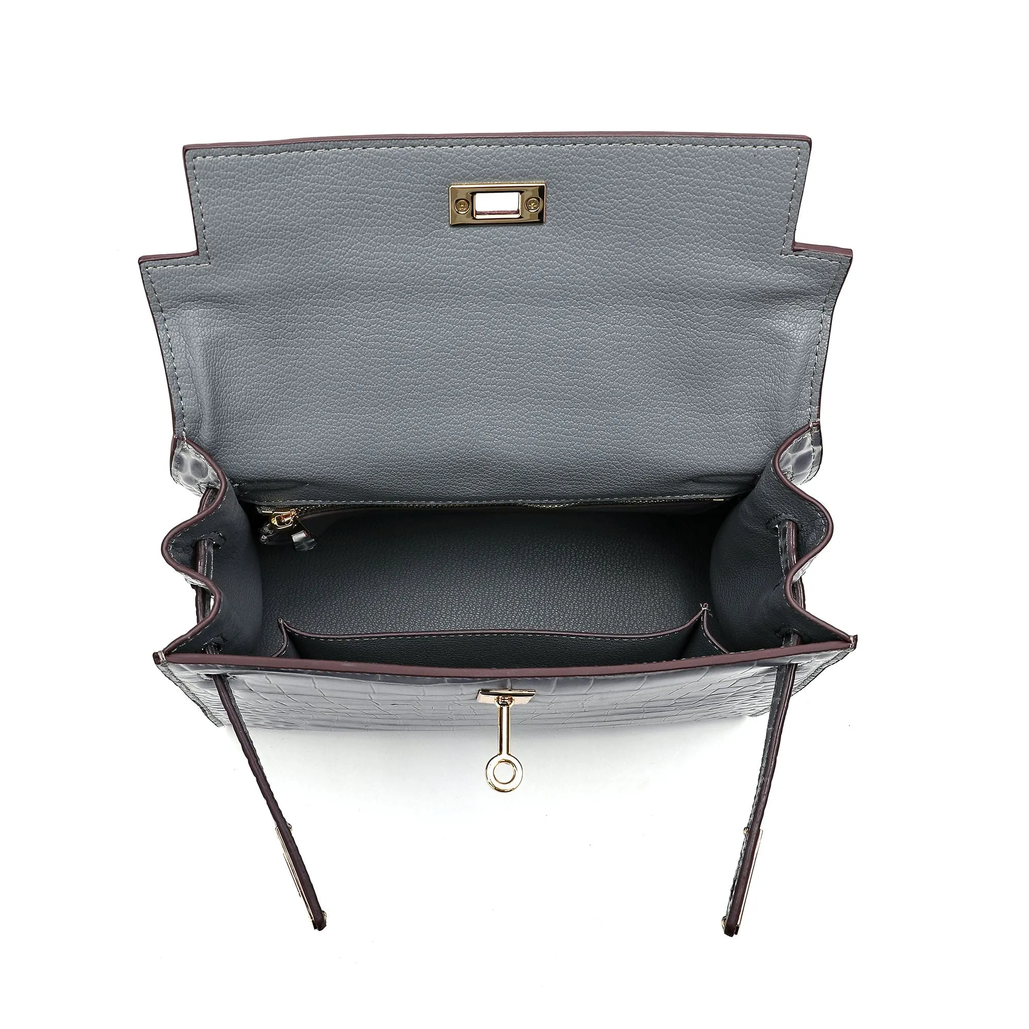 Alligator Embossed Leather Grace Satchel