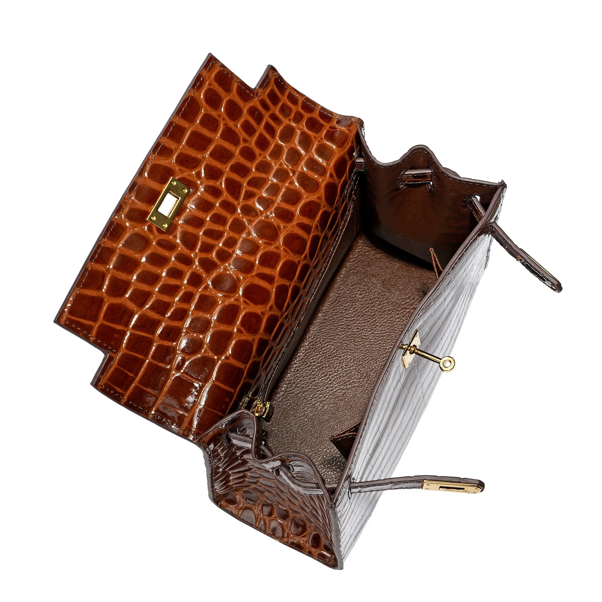 Alligator Embossed Leather Grace Satchel