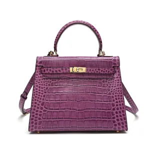 Alligator Embossed Leather Grace Satchel
