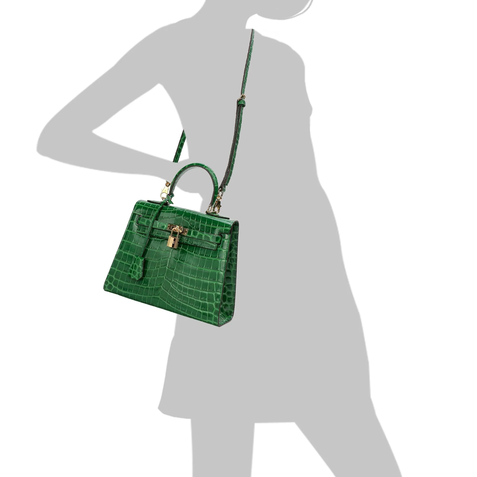 Alligator Embossed Leather Grace Satchel