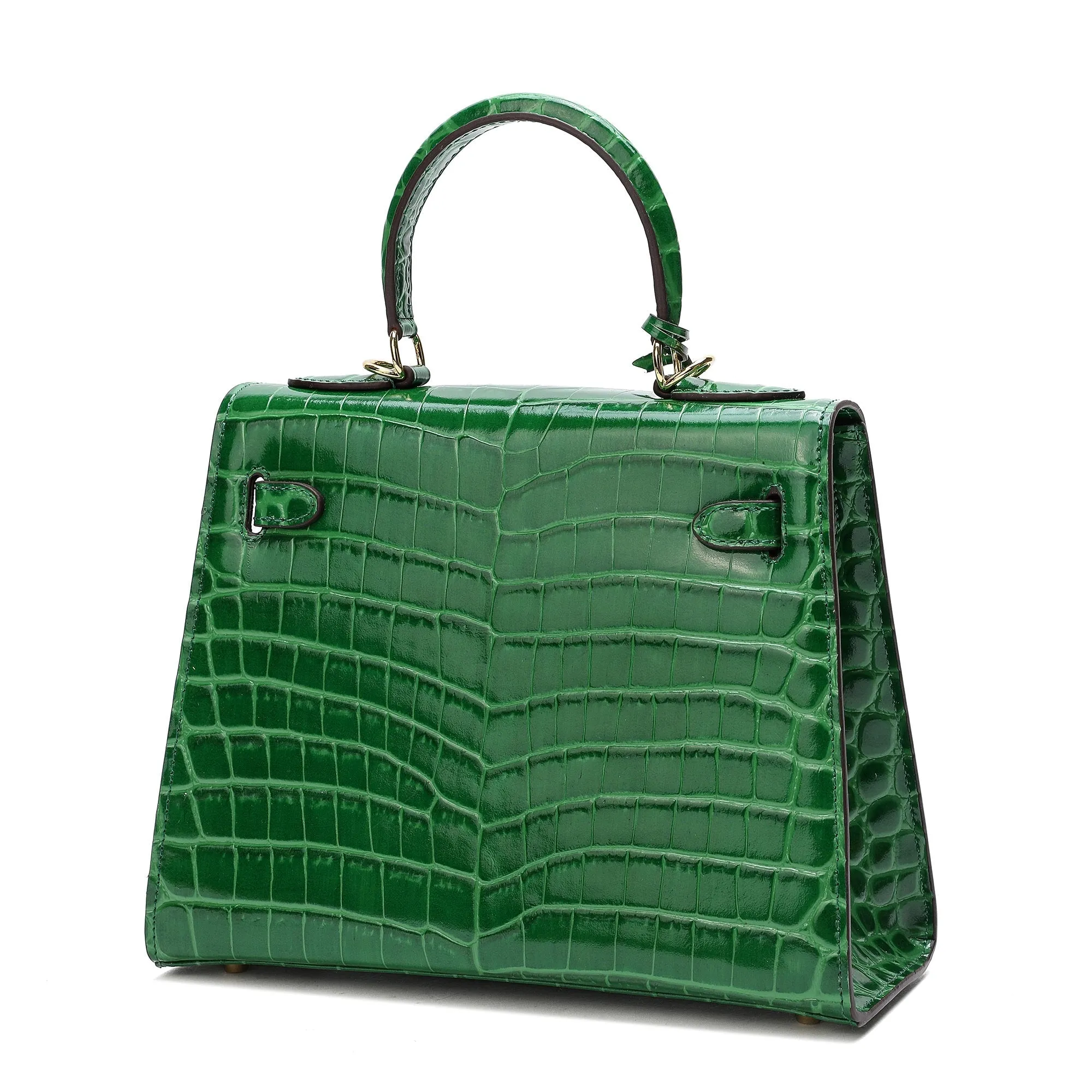 Alligator Embossed Leather Grace Satchel
