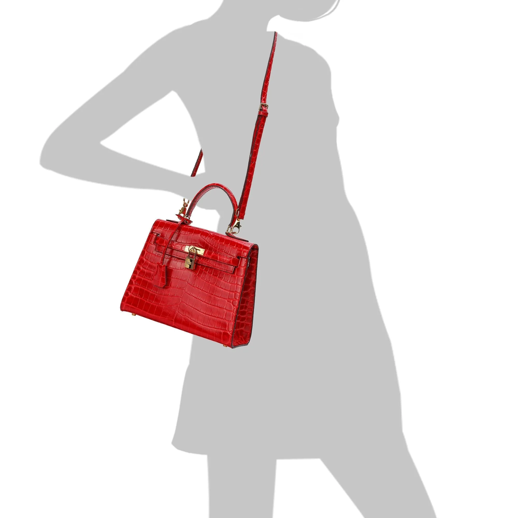Alligator Embossed Leather Grace Satchel
