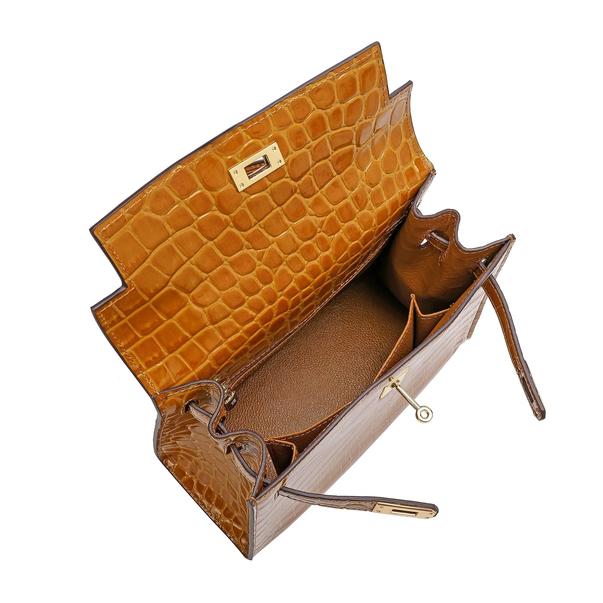 Alligator Embossed Leather Grace Satchel