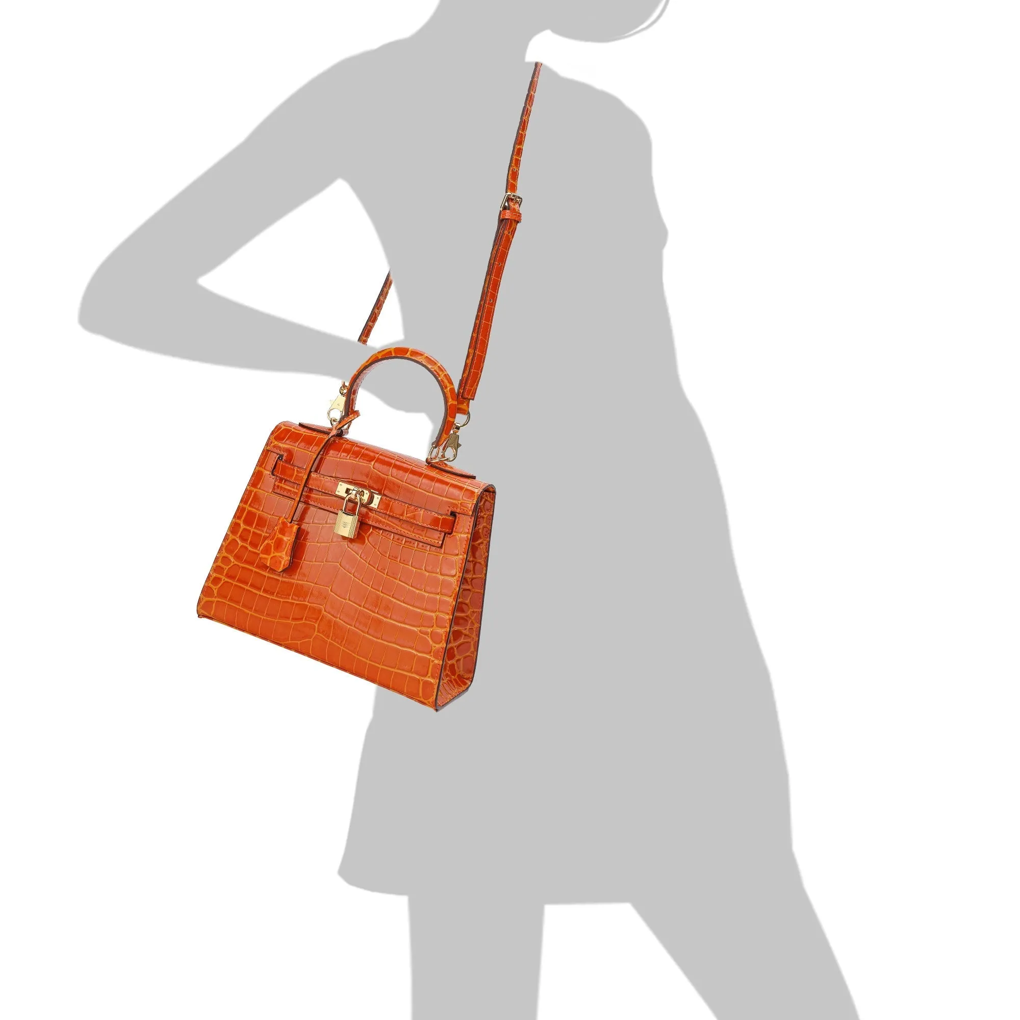Alligator Embossed Leather Grace Satchel