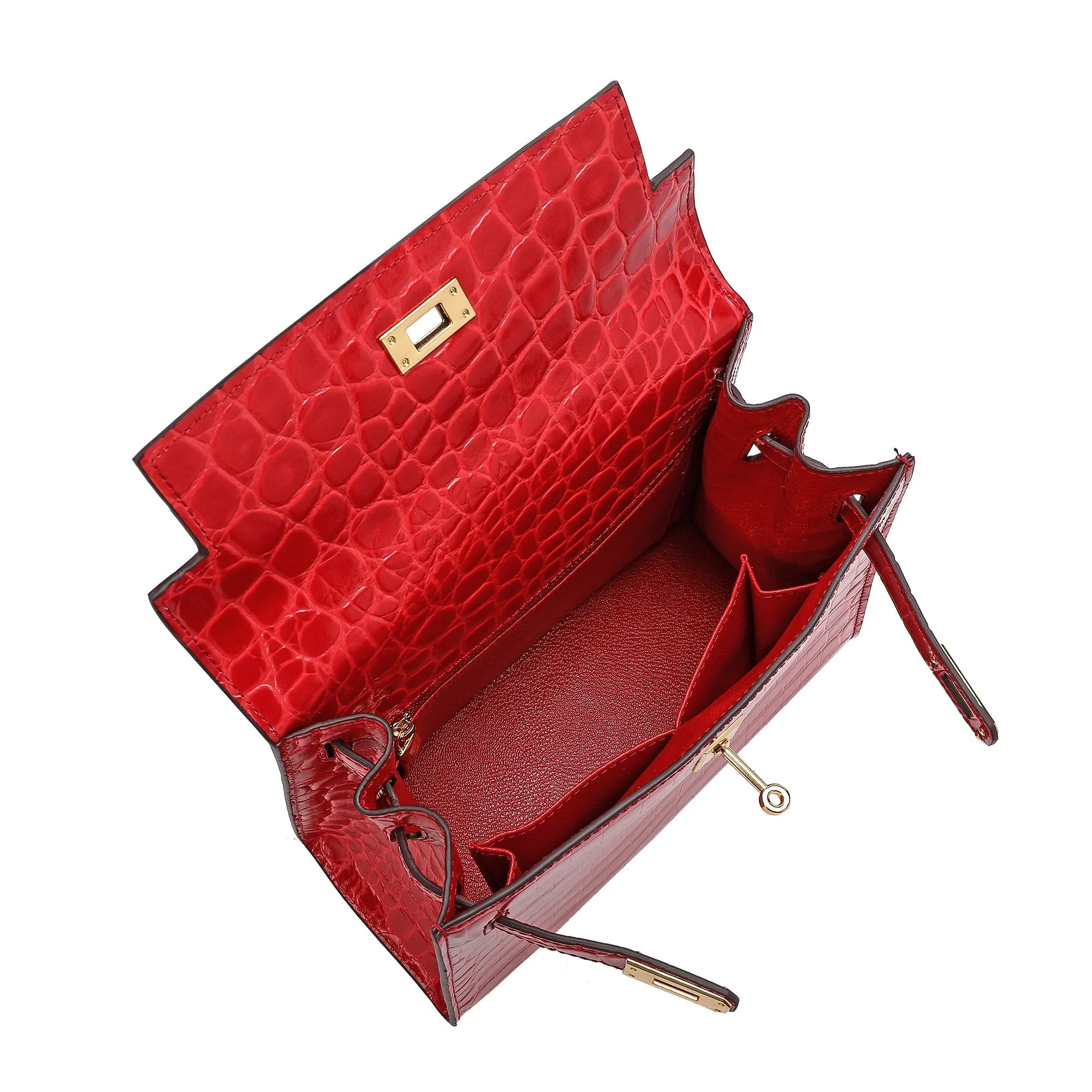 Alligator Embossed Leather Grace Satchel