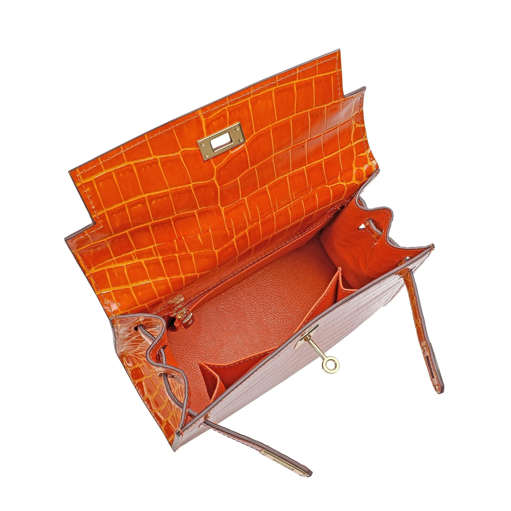 Alligator Embossed Leather Grace Satchel