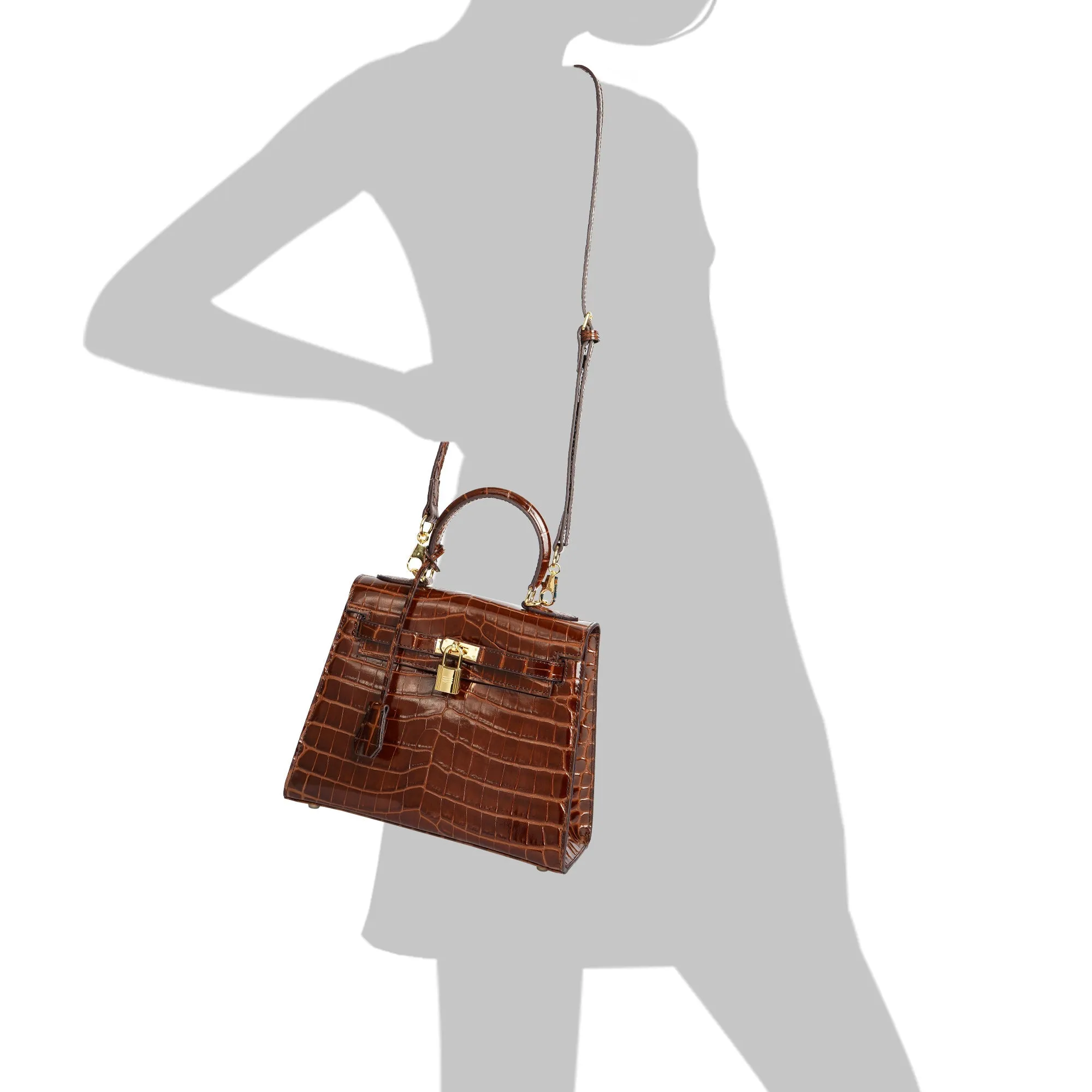 Alligator Embossed Leather Grace Satchel