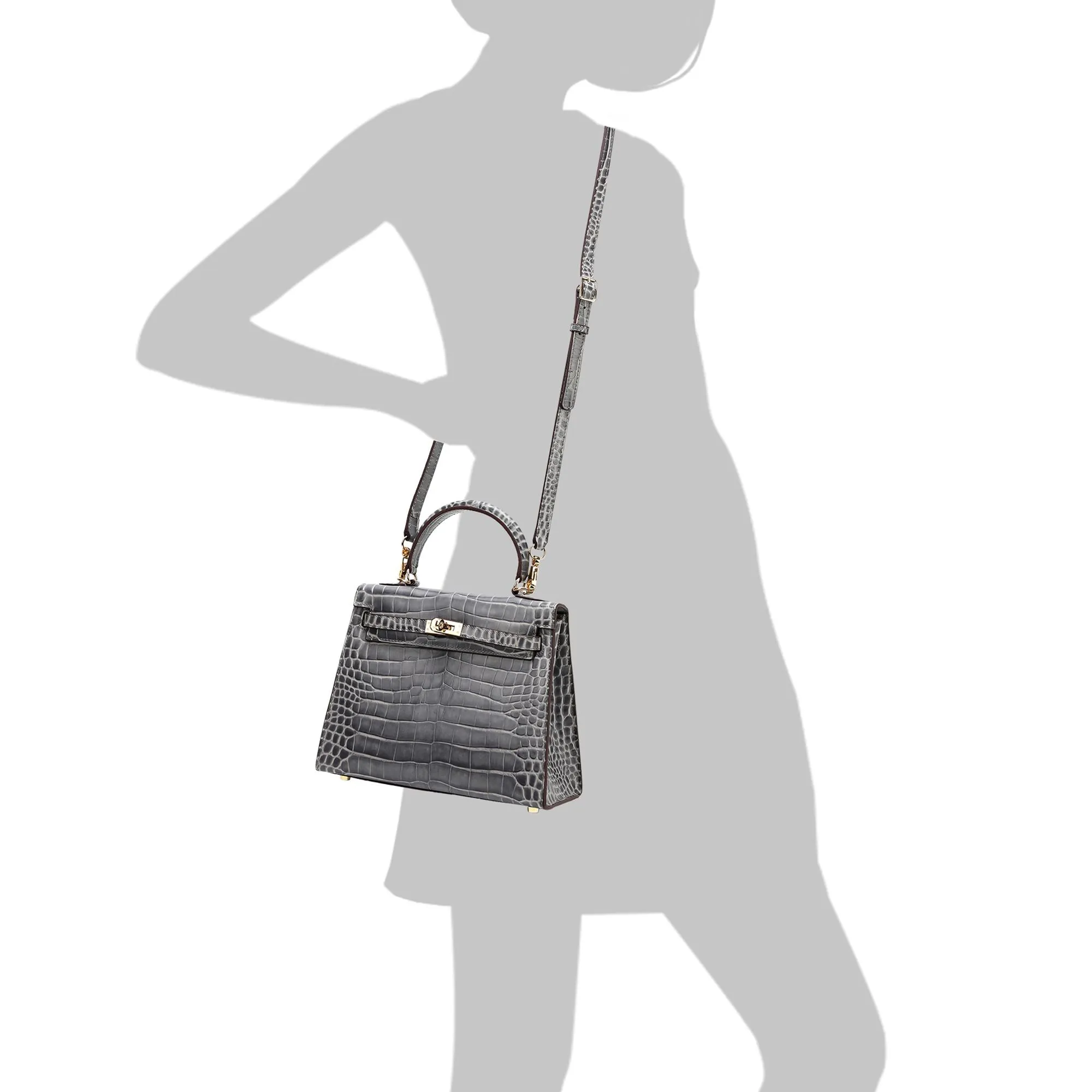 Alligator Embossed Leather Grace Satchel