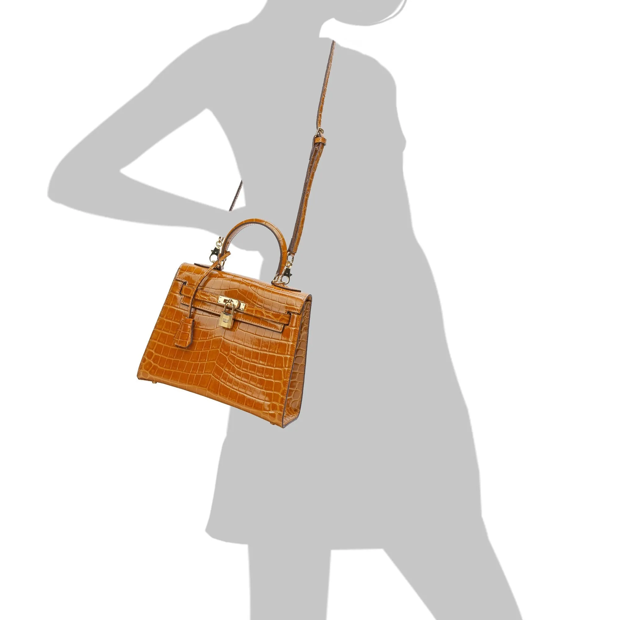 Alligator Embossed Leather Grace Satchel