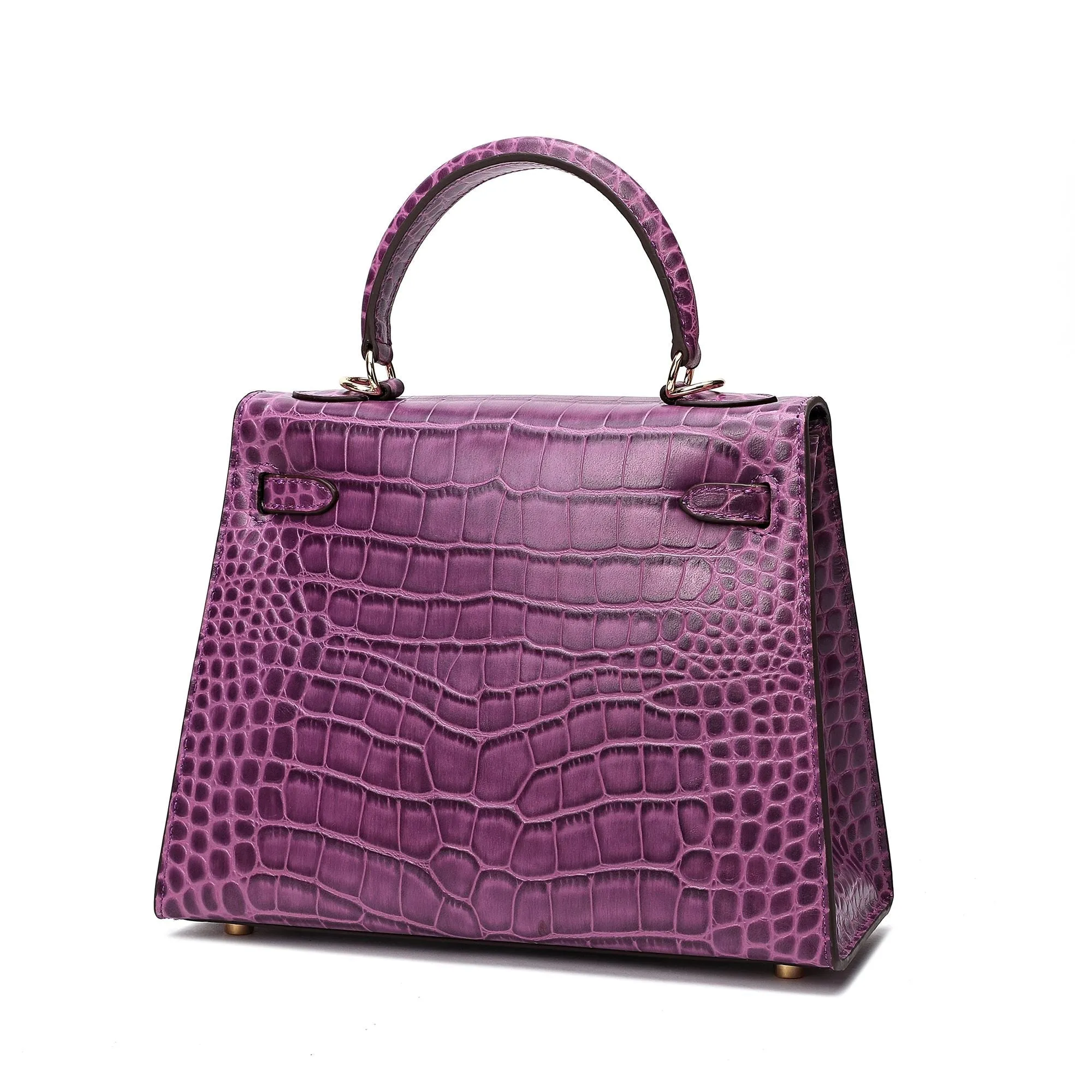 Alligator Embossed Leather Grace Satchel