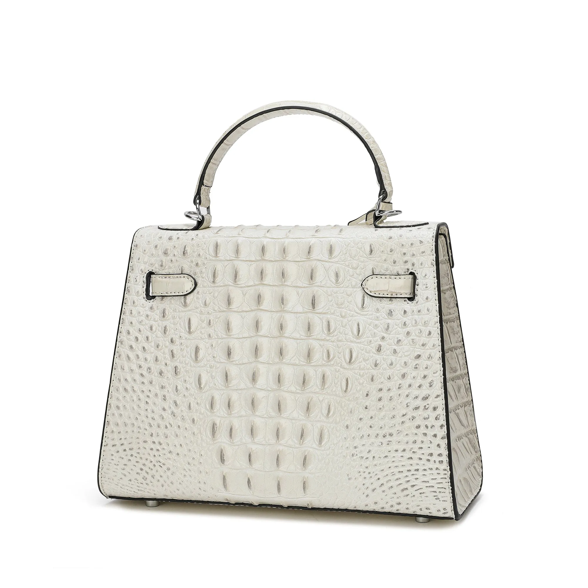 Alligator Embossed Leather Satchel/Shoulder Bag