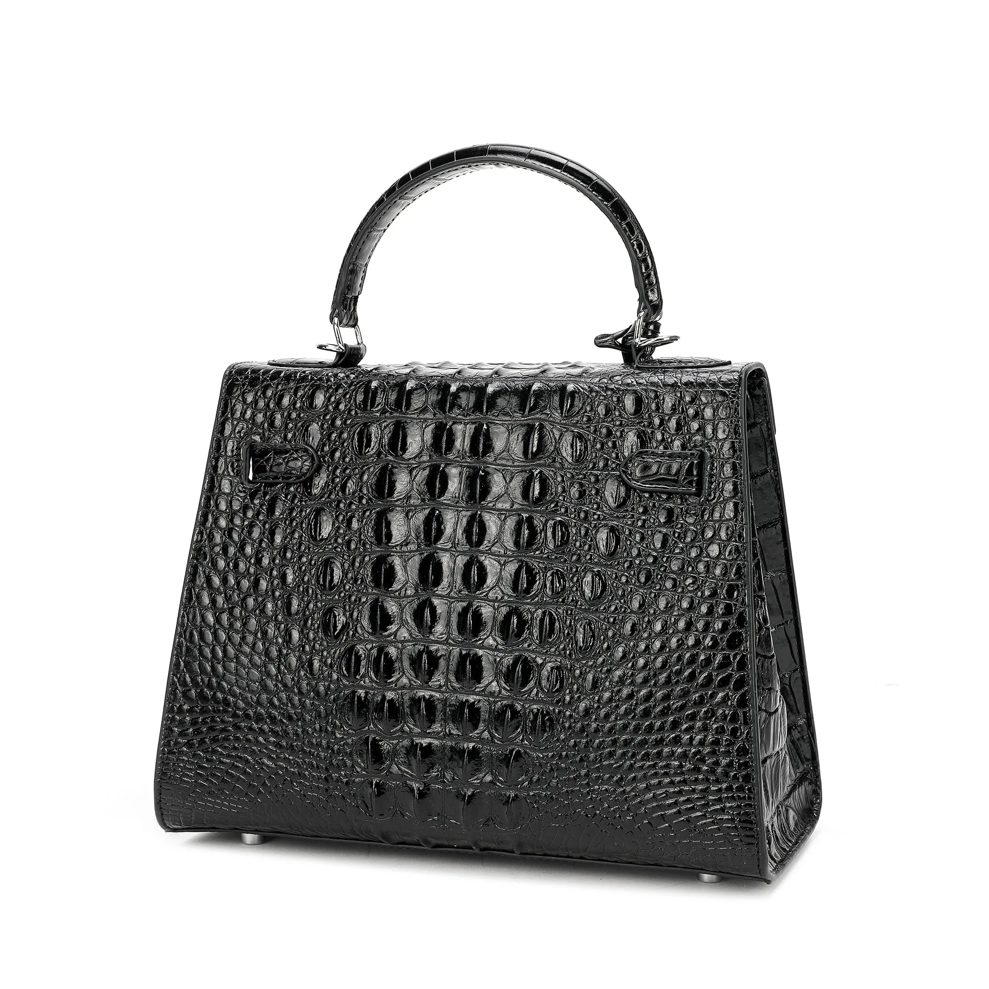 Alligator Embossed Leather Satchel/Shoulder Bag