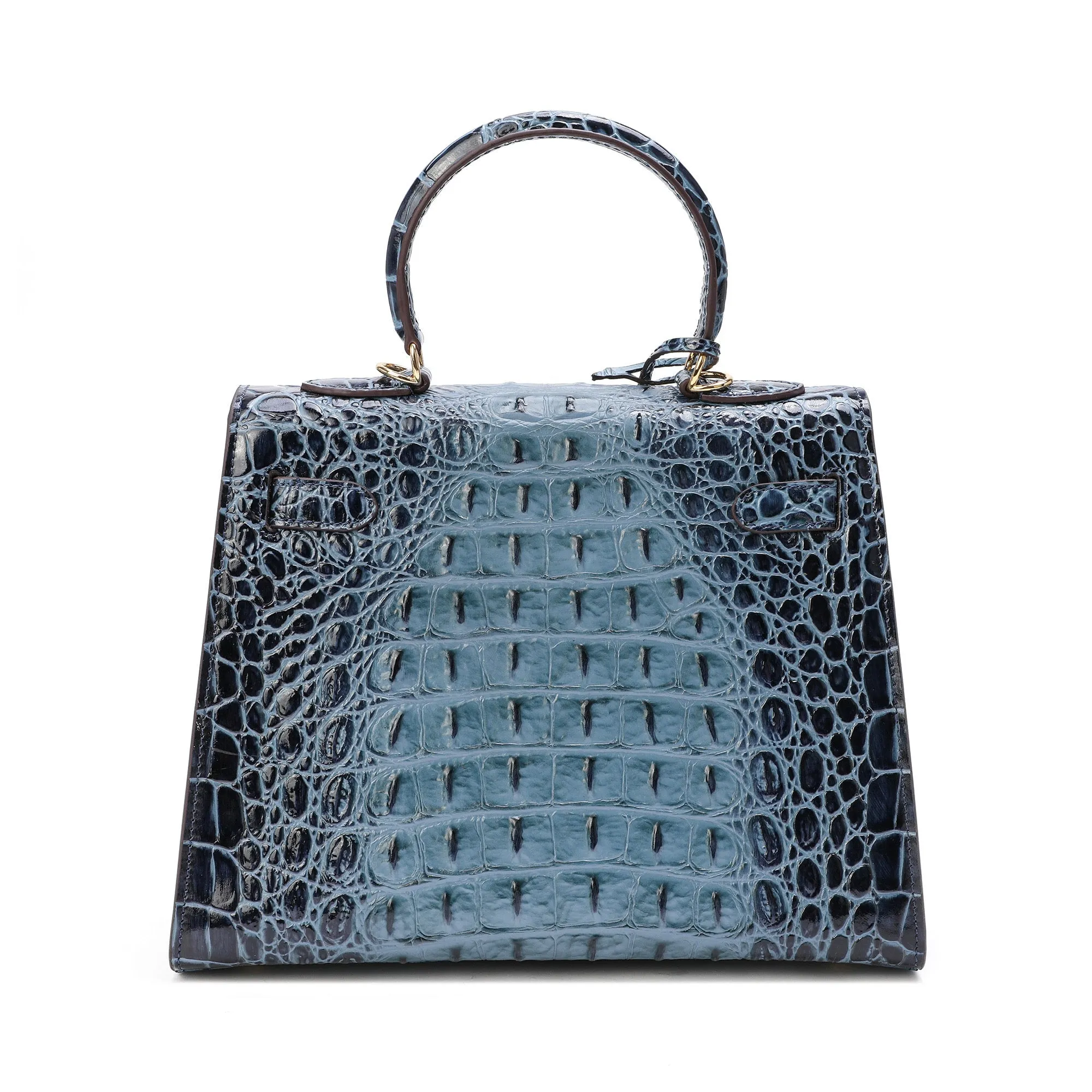 Alligator Embossed Leather Satchel/Shoulder Bag