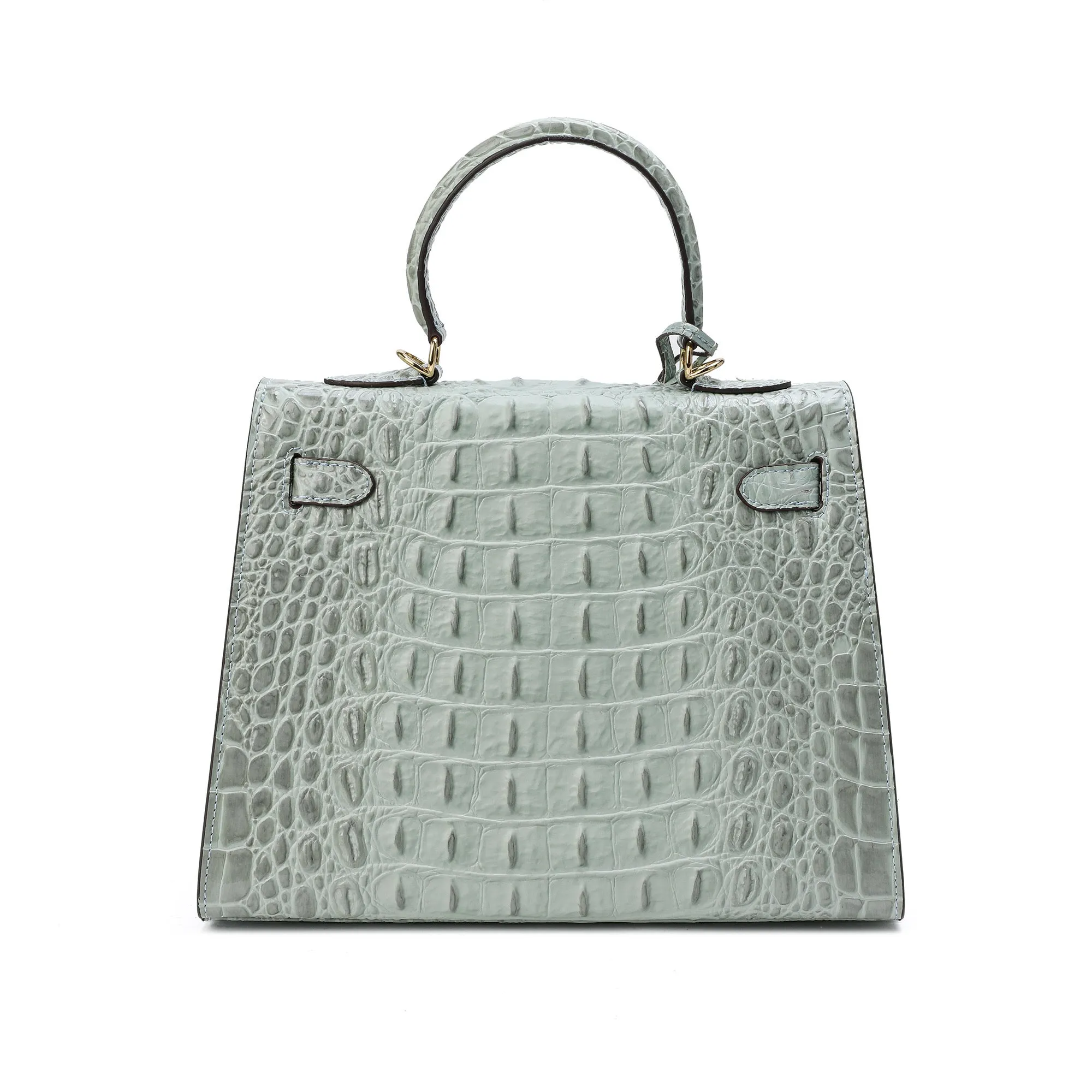 Alligator Embossed Leather Satchel/Shoulder Bag