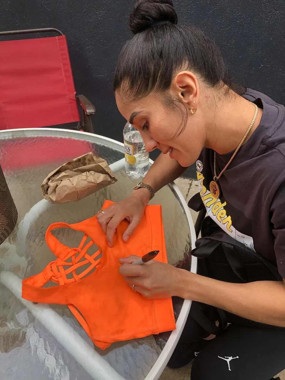 Amanda Serrano vs Katie Taylor. Hand Signed autographed fight worn Sports Bra