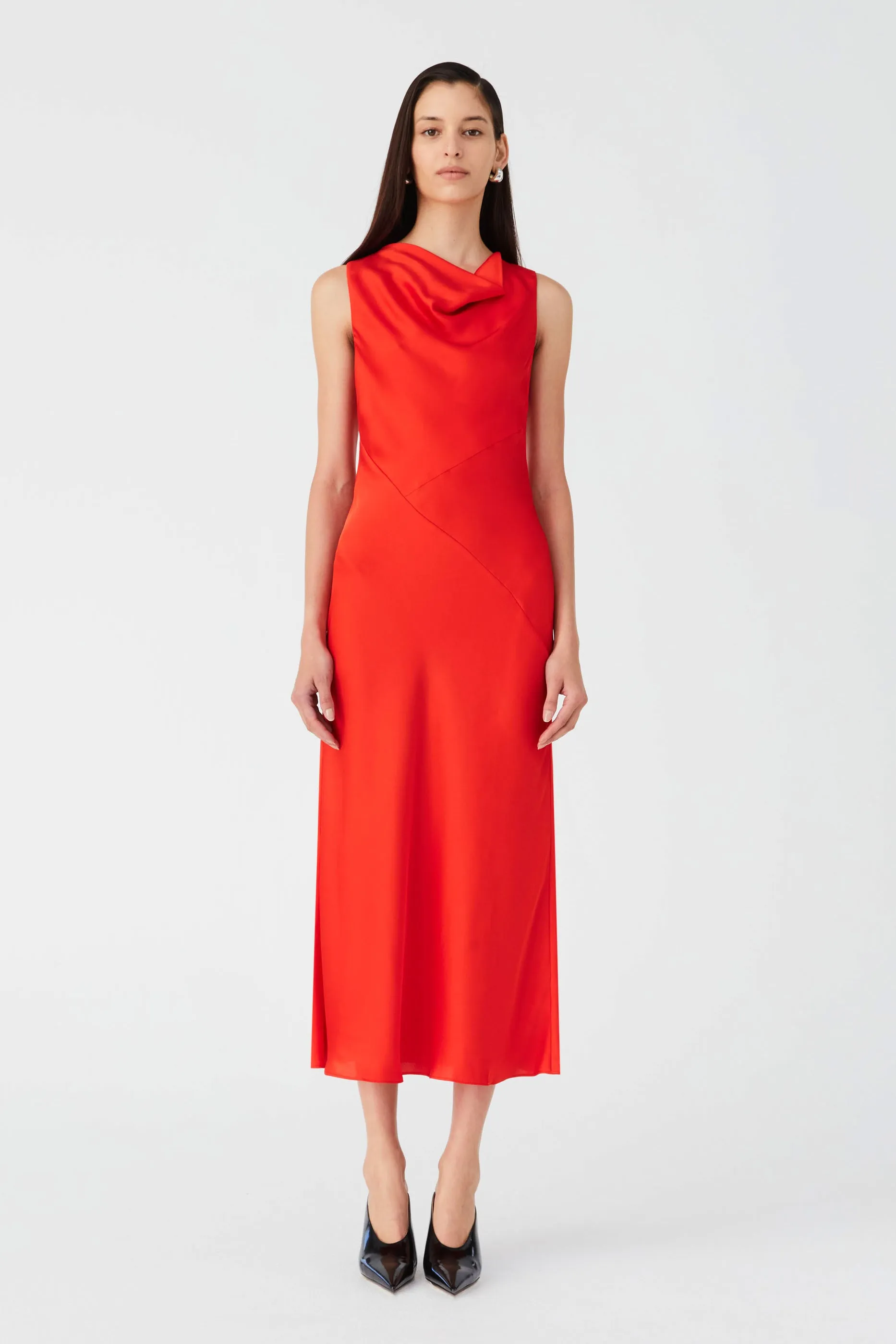 AMBROSIE SATIN MIDI DRESS