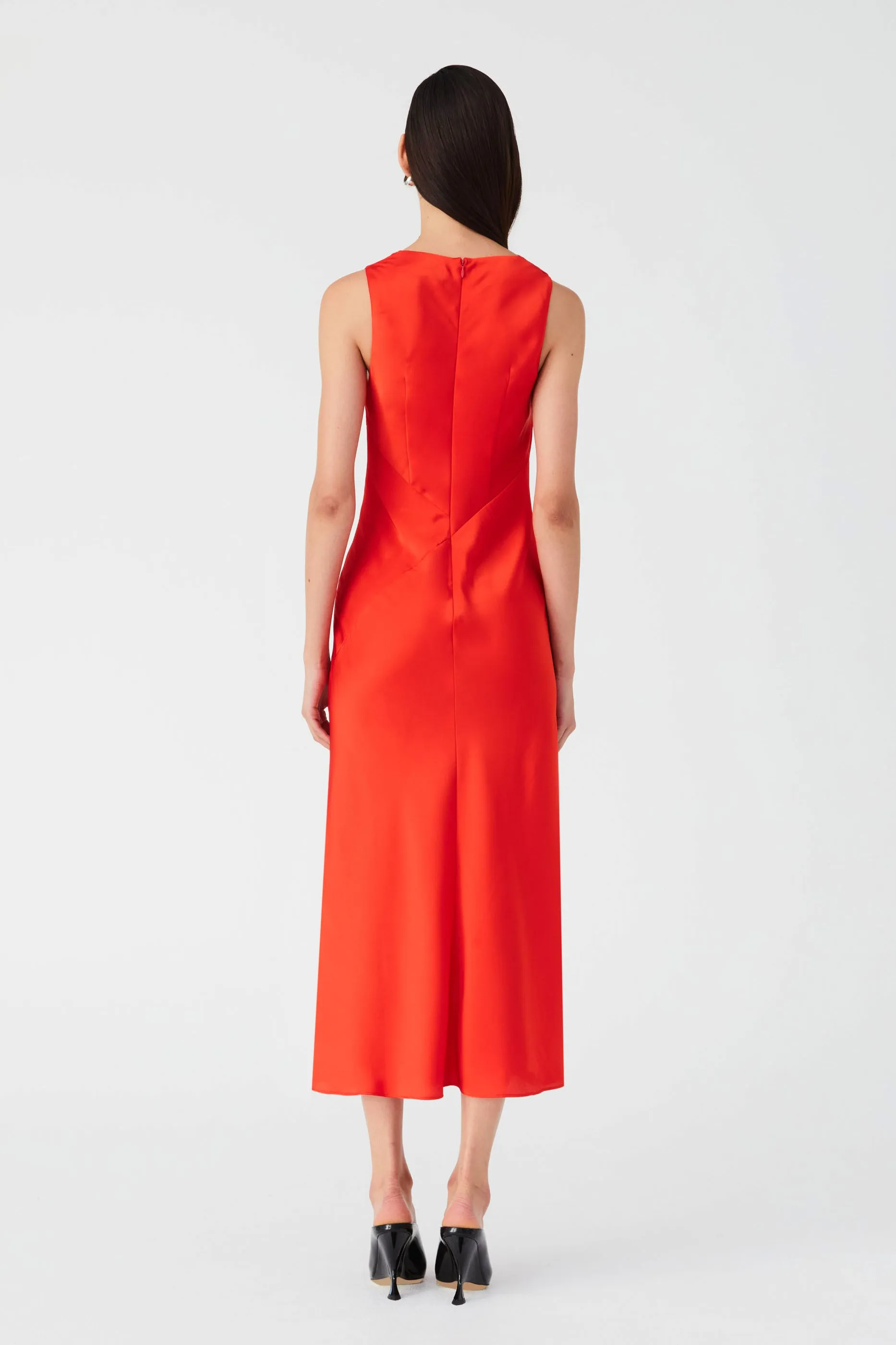 AMBROSIE SATIN MIDI DRESS