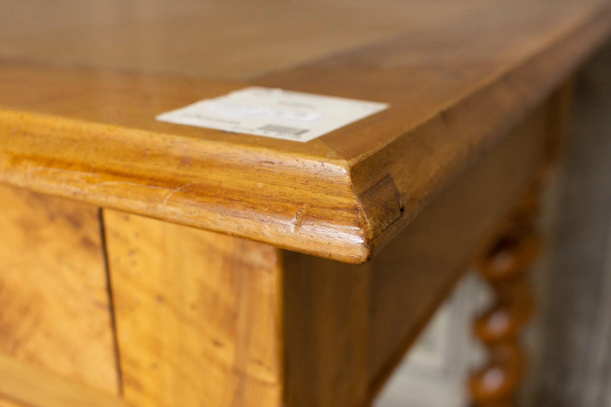 Antique French Barley Twist Desk with Embossed Leather Top