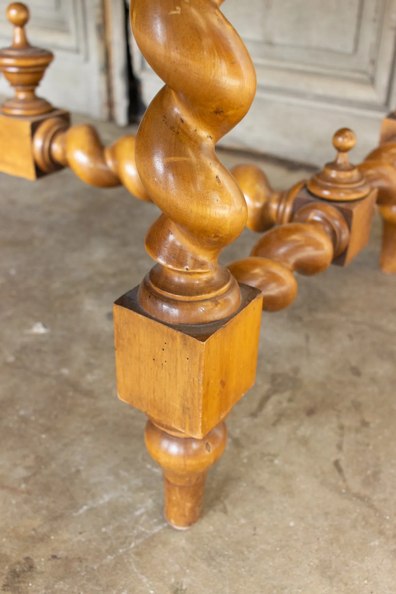 Antique French Barley Twist Desk with Embossed Leather Top