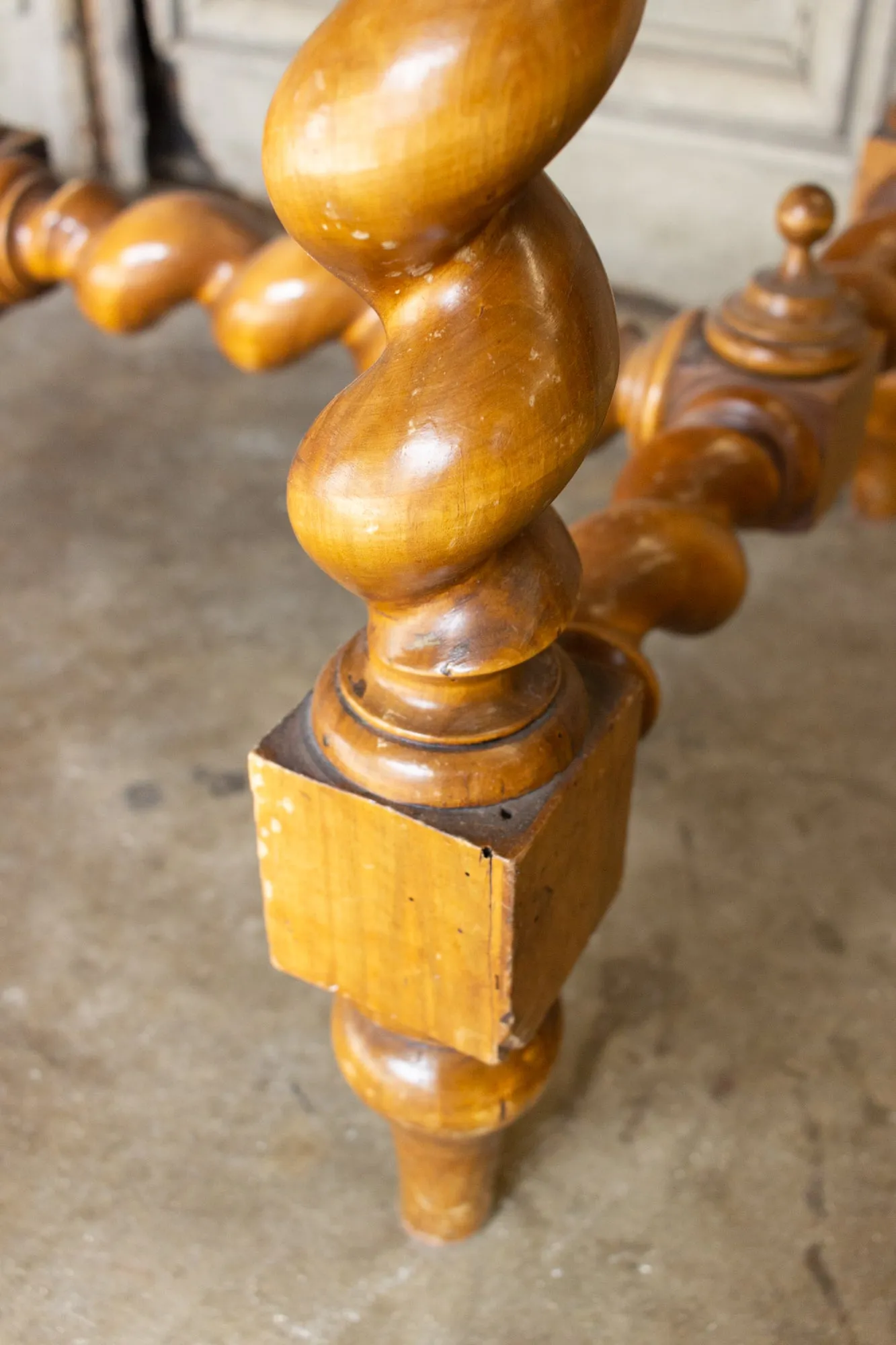 Antique French Barley Twist Desk with Embossed Leather Top