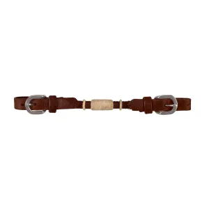Argentina Cow Leather Rolled Curb Strap with Rawhide - Oily Brown