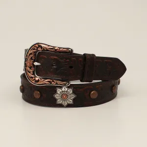 Ariat Women's Floral Embossed Brown Belt
