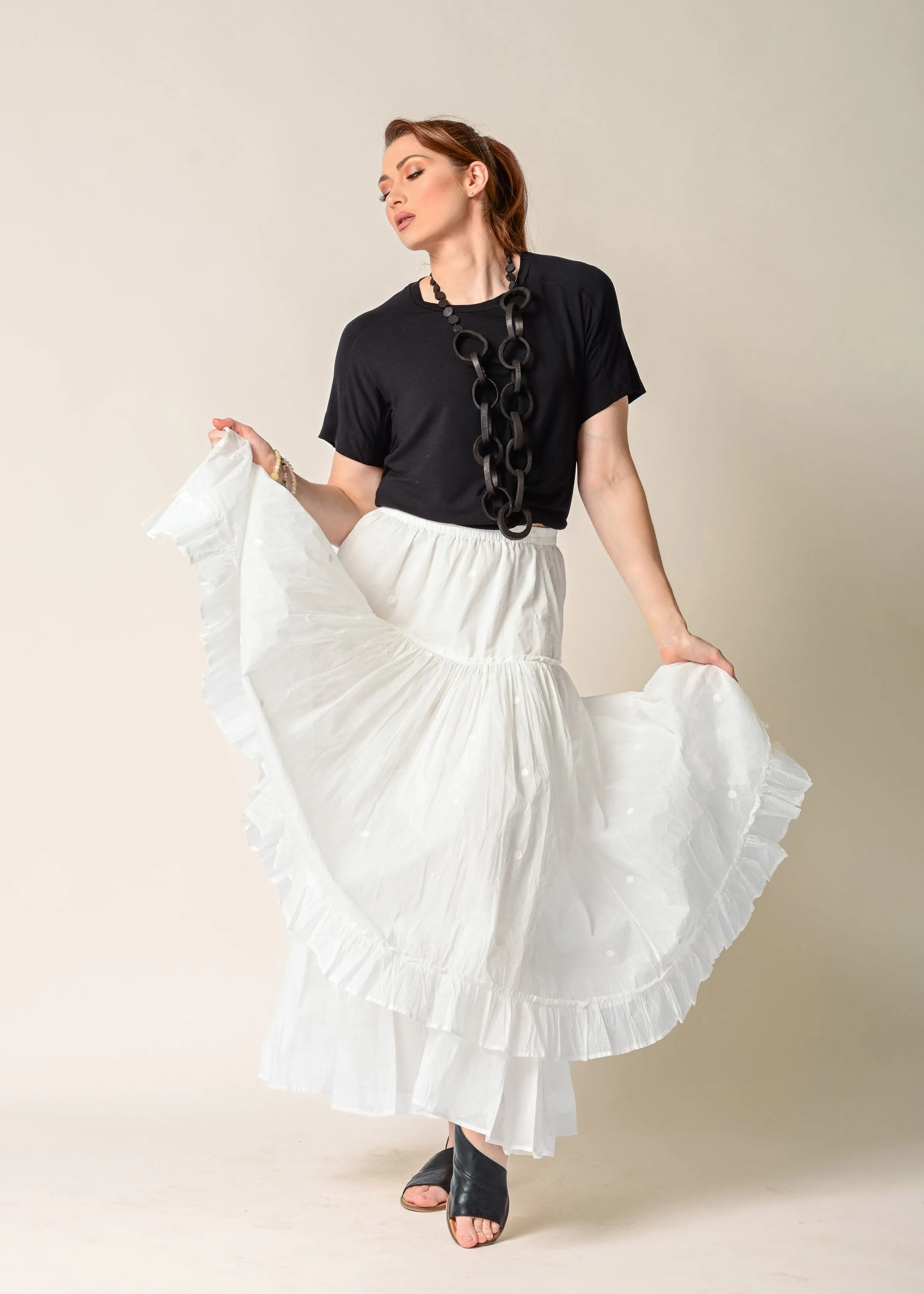 Aurelia Organza Embroidered Skirt in Cream