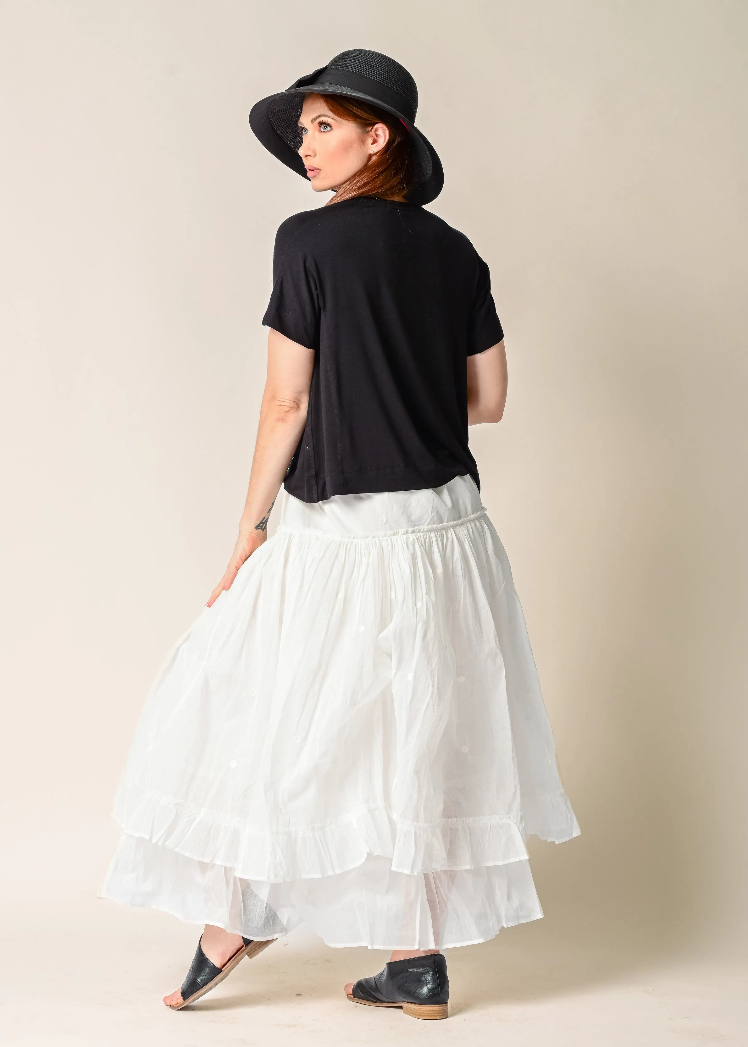 Aurelia Organza Embroidered Skirt in Cream