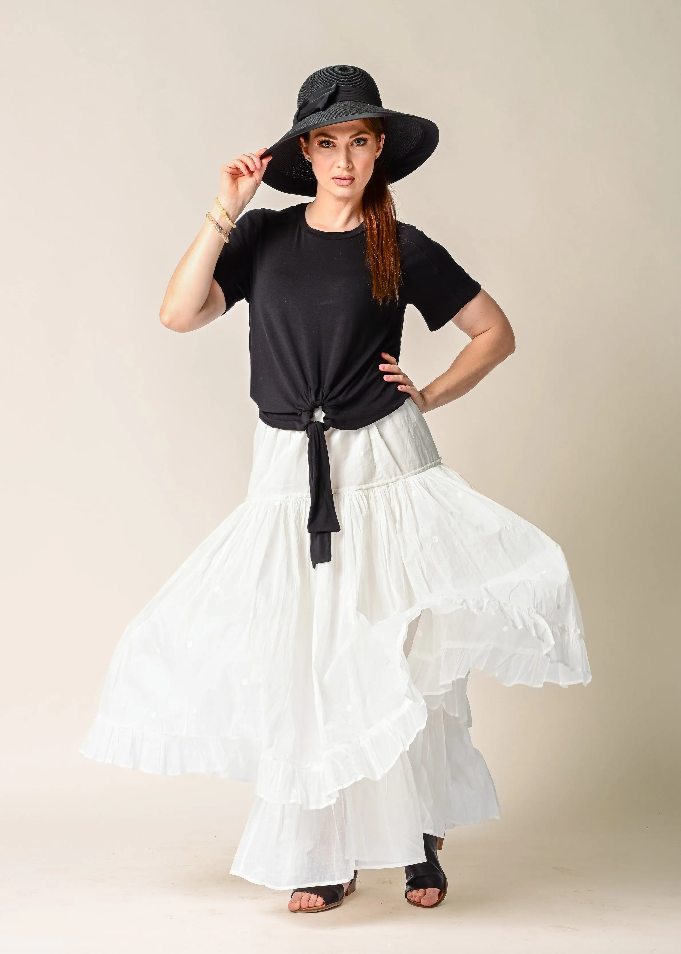 Aurelia Organza Embroidered Skirt in Cream
