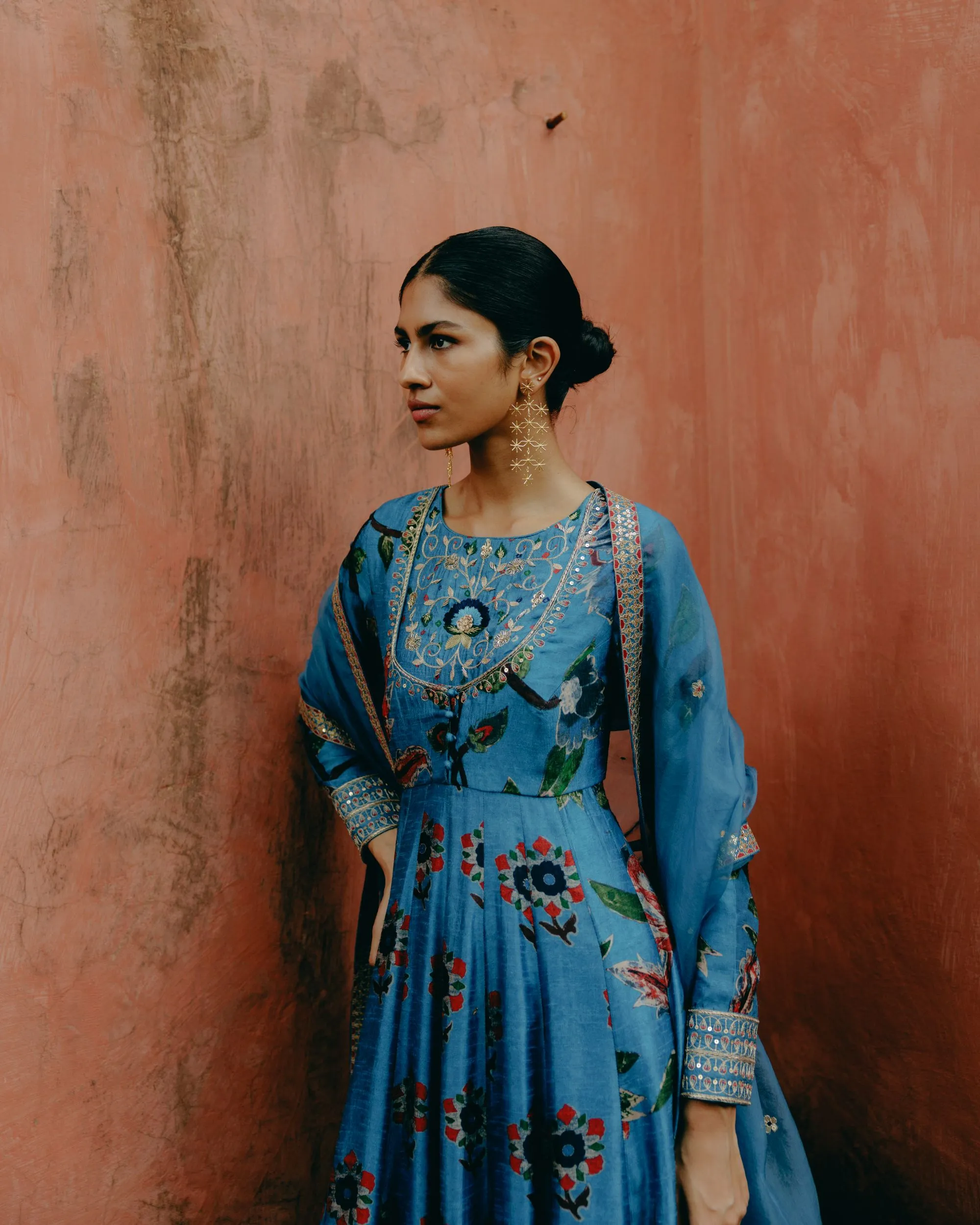 Azure blue anarkali