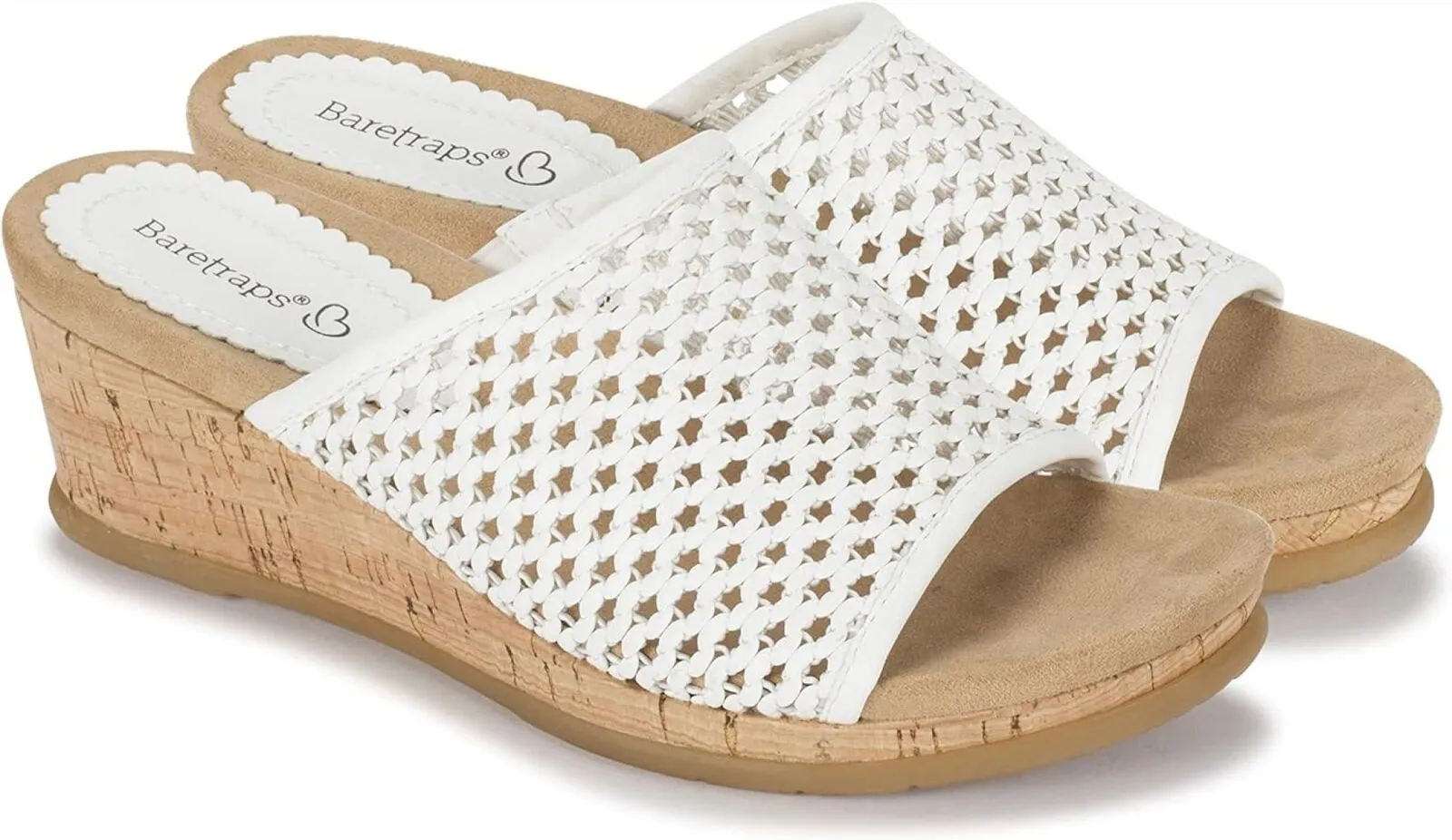 Baretraps Women's FLOSSY Slip On Lattice Sandals BT25630 White 8.5M